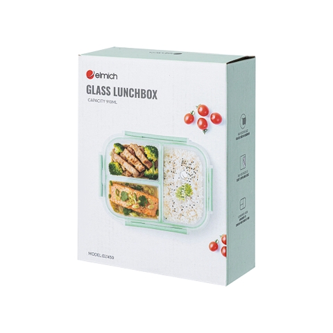 Hộp cơm thủy tinh 3 ngăn Elmich EL1450 dung tích 910ml