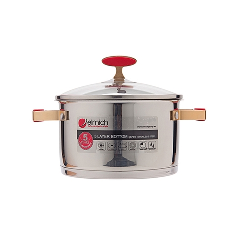 Bộ 2 nồi 5 đáy Inox 304 Elmich Red Velvet El - 3989 Size 18,20