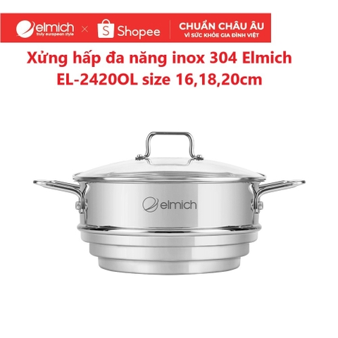 Xửng hấp đa năng Inox 304 Elmich EL 2420OL size 16,18,20cm
