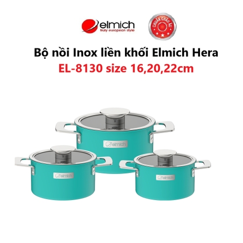 Bộ nồi Inox liền khối Elmich Hera size 16,20,22cm