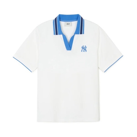 Áo MLB Polo White Blue 3FPQB0343GP001
