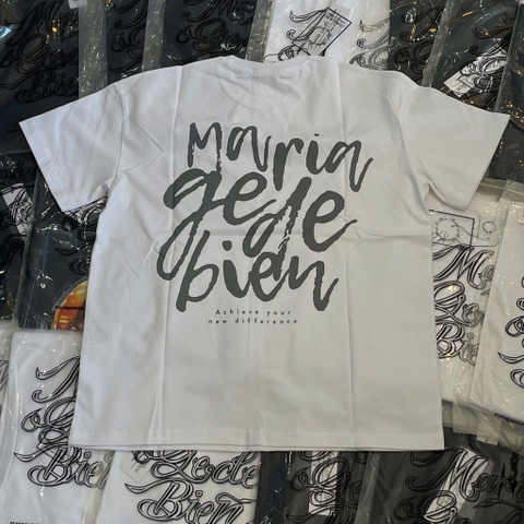 Áo Maria Gede Bien Trắng Chữ Đen