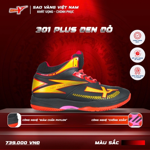 SAO VÀNG 301 PLUS ĐEN ĐỎ - FREESHIP VÀ TẶNG KÈM 1 ĐÔI TẤT