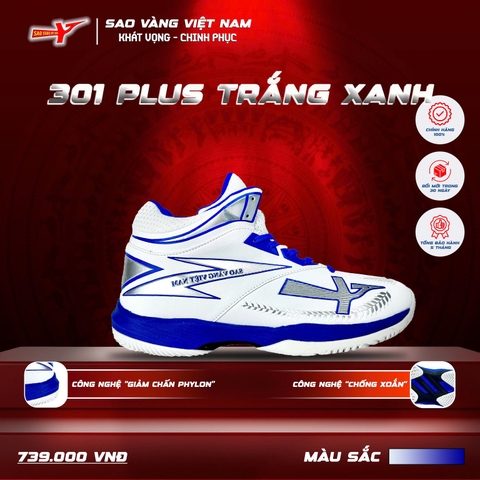 SAO VÀNG 301 PLUS TRẮNG XANH BÍCH - FREESHIP VÀ TẶNG KÈM 1 ĐÔI TẤT