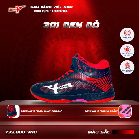 SAO VÀNG 301 ĐEN ĐỎ - FREESHIP VÀ TẶNG KÈM 1 ĐÔI TẤT