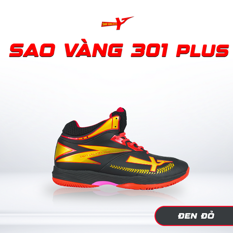 SAO VÀNG 301 PLUS ĐEN ĐỎ - FREESHIP VÀ TẶNG KÈM 1 ĐÔI TẤT, 1 ĐÔI LÓT, 1 ĐÔI DÂY