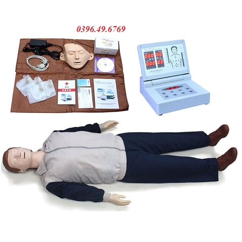 HÌNH NỘM THỰC HÀNH CPR ÉP TIM THỔI NGẠT TOÀN THÂN CÓ BỘ ĐIỀU KHIỂN CPR480