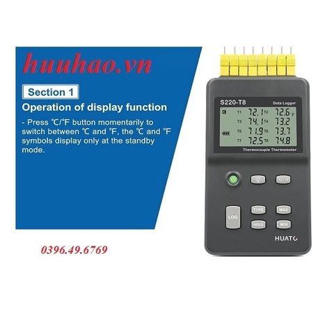 MÁY ĐO GHI NHIỆT ĐỘ TIẾP XÚC 8 KÊNH S220-T8 HUATO