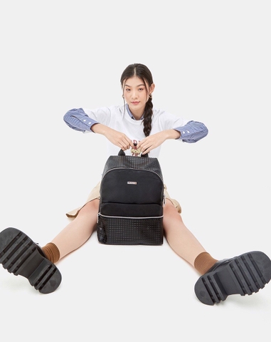 Balo Tối Giản Phối Họa Tiết Ô Vuông