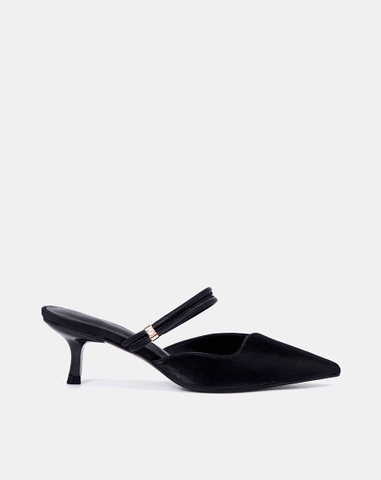 Giày Mules Lượn Sóng Gót Thanh