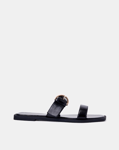 Giày Sandal Bệt Quai Ngang Phối Khóa Trang Trí