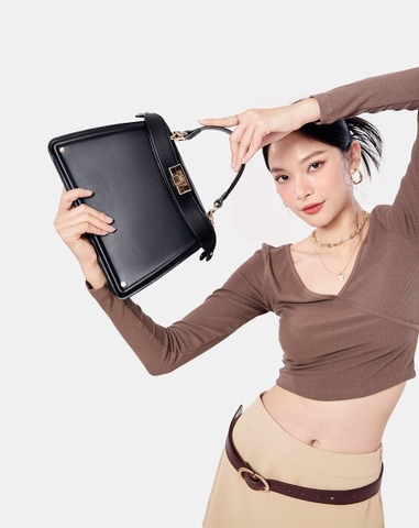 Túi Xách Trung Dập Nổi Trang Trí Khóa