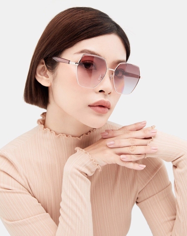 Mắt Kính Polygon Oversize Kim Loại