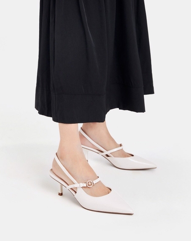 Giày Cao Gót Slingback Phối Khoá La Bàn