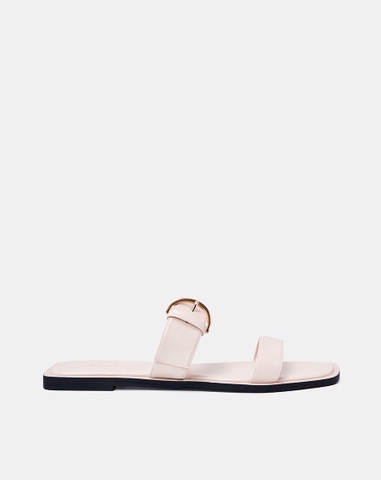 Giày Sandal Bệt Quai Ngang Phối Khóa Trang Trí