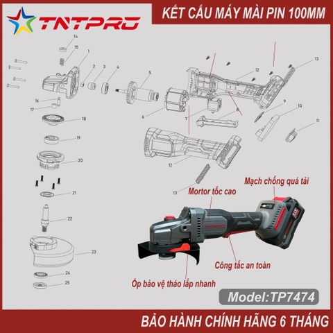 Máy mài pin 21V TNT Pro TP7474