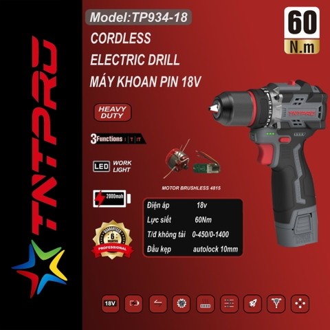 Máy khoan pin 18V TNT Pro TP934-18