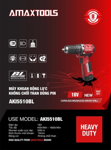 Máy khoan pin Amax AKI5510BL