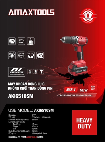 Thân máy khoan pin Amax AKI6510SM