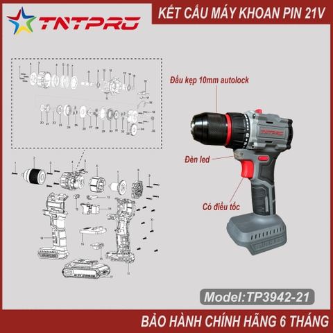 Máy khoan pin 21V TNT Pro TP3942-21
