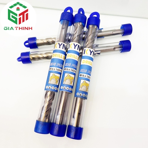 MŨI KHOAN BÊ TÔNG Ø16 ĐẦU CHỮ THẬP 4 CẠNH DÀI 160MM KYNKO 16*160 SDS