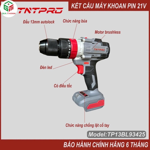 Máy khoan pin phi 13 21V TNT TP-13BL93425 2pin 4.0Ah