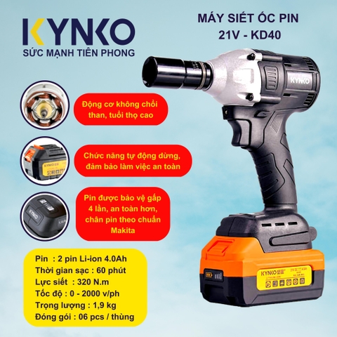 Máy bắt ốc pin Kynko 21V-KD40