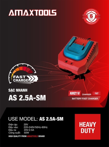 Sạc pin 21V Amax AS2.5A-SM