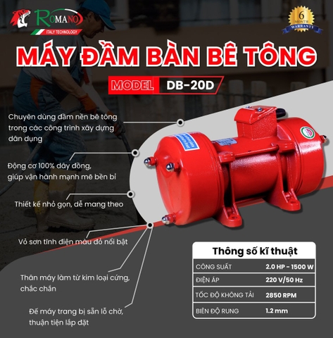 Máy đầm bàn bê tông ROMANO DB-20D