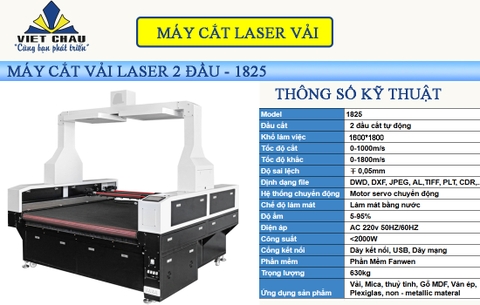 MÁY CẮT VẢI LASER TỰ ĐỘNG MODEL 1816 (2 ĐẦU CẮT)