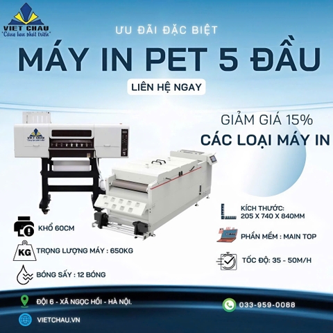 MÁY IN PET 5 ĐẦU KHỔ 60 I3200