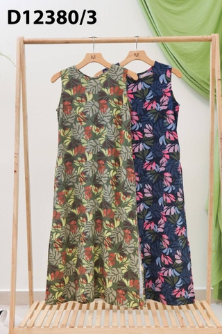 Đầm Thường Ngày Phom Suông Sát Nách Qua Gối In Họa Tiết - D12380/3