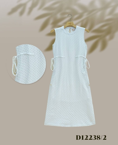 Đầm Thường Ngày Sát Nách Phom Chiết Eo Xô Musilin Dài Qua Gối - D12238/2