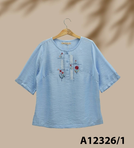 Áo Kiểu Lụa Hàn Tay Lở Thêu Họa Tiết - A12326/1