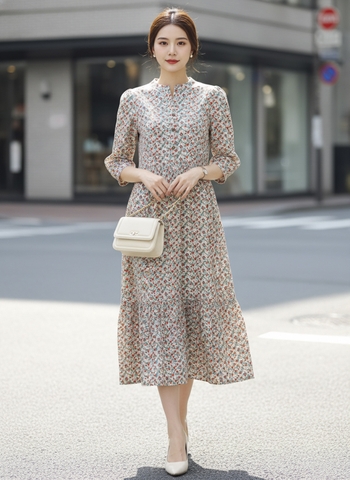 SWANLAKE | Đầm Thường Ngày Phuom Suông Cotton Dài Qua Gối D12355LW11