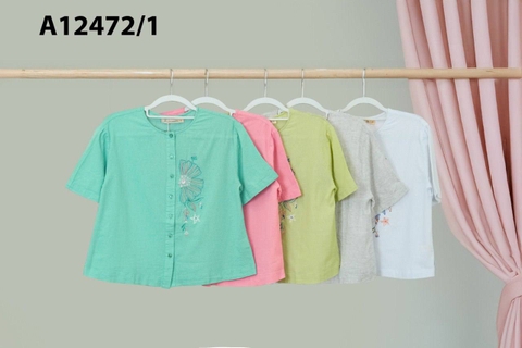 Áo Trung Niên Linen Tay Lở Thêu Hoa - A12472/1