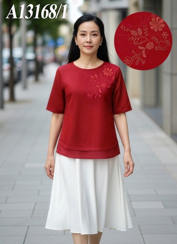 M COLLECTION | Áo Kiểu Luạ Xược Ngắn Tay A13168LW01