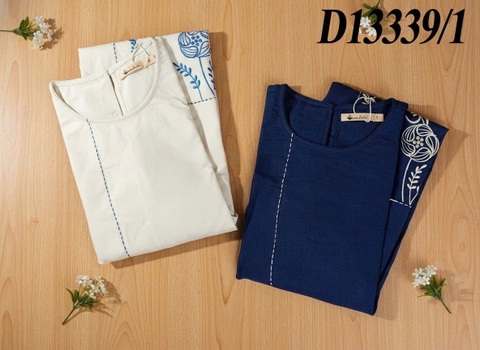 SWANLAKE | Đầm Tiệc Phuom Suông Linen Thêu Dài Qua Gối Thêu D13339LW01