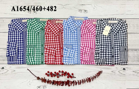 Áo Sơ Mi Cotton Caro Tay Dài - A1654/460/482/449