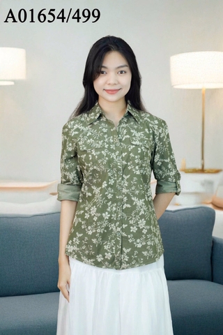 Áo Sơ Mi Jean Bông Tay Dài In - A01654/499