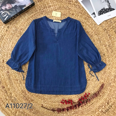 Áo Kiểu Jean Wash Tay Lở - A11027/2