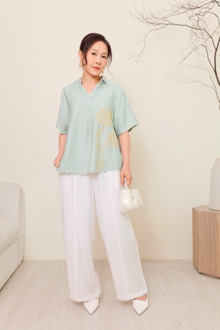 Áo Kiểu Lụa Hàn Tay Lở Thêu Họa Tiết - A11517/3