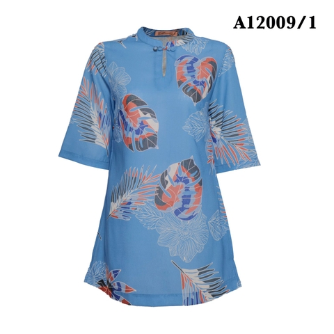 Áo Kiểu Linen Lụa Tay Lở In Họa Tiết Lá - A12009/2