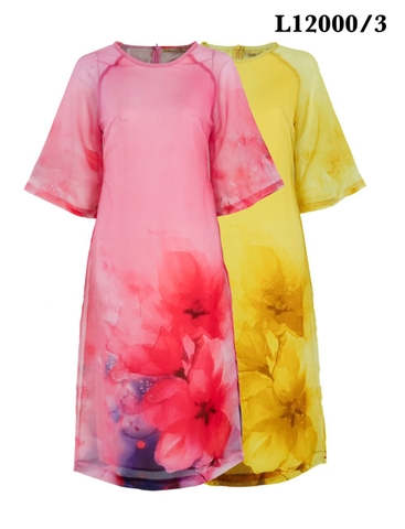 Áo Dài Phom Suông Tơ In Bông - L12000/3