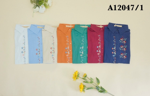 Áo Kiểu Linen Tay Lở Thêu Họa Tiết - A12047/1