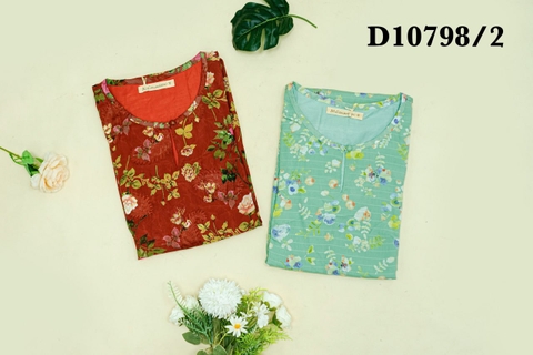 Đầm Trung Niên Phom Suông Voal Qua Gối In Hoa Nhí - D10798/2