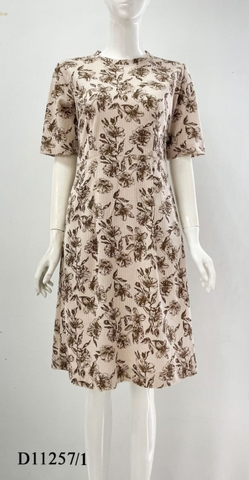 Đầm Thường Ngày Cotton Nhung Qua Đầu Gối In Hoa - D11257/1