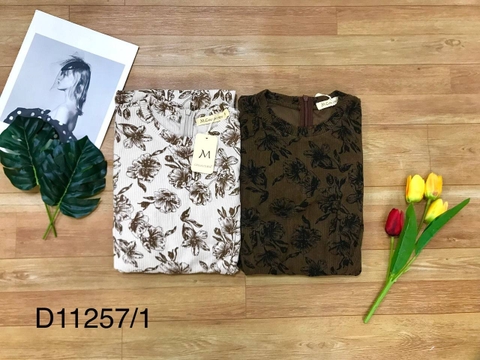 Đầm Thường Ngày Cotton Nhung Qua Đầu Gối In Hoa - D11257/1