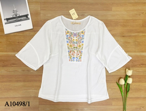 Áo Trung Niên Tơ Xốp Tay Lở Thêu Họa Tiết - A10498/1/7