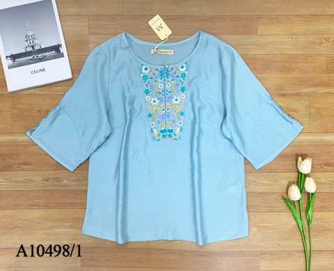 Áo Trung Niên Tơ Xốp Tay Lở Thêu Họa Tiết - A10498/1/7